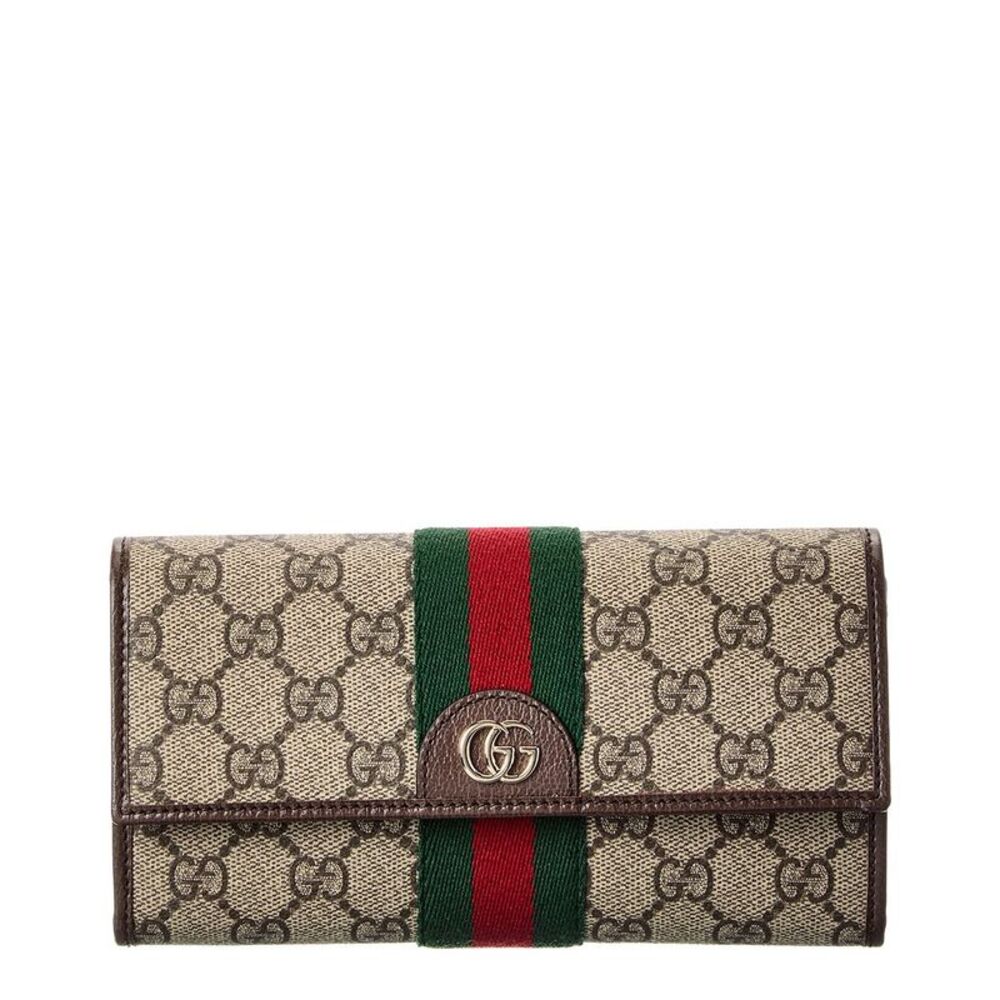 Gucci Ophidia Gg Supreme Canvas & Leather Continental Wallet, Beige